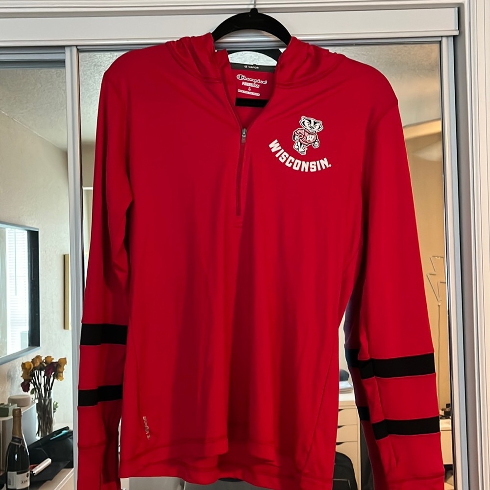 Wisconsin Badgers Red Vapor Champion Quarterzip Size Large